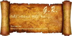 Görbicz Réka névjegykártya